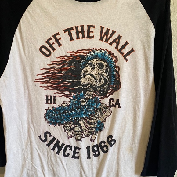 Vans Black and White Raglan Tee with Graphic - Picture 3 of 5